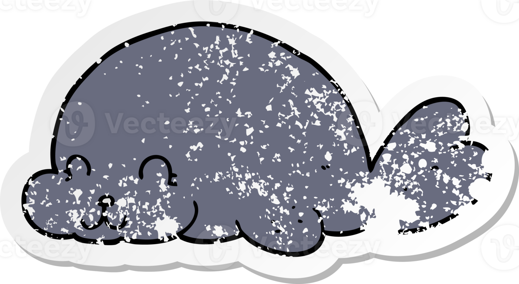 distressed sticker of a cute cartoon seal png