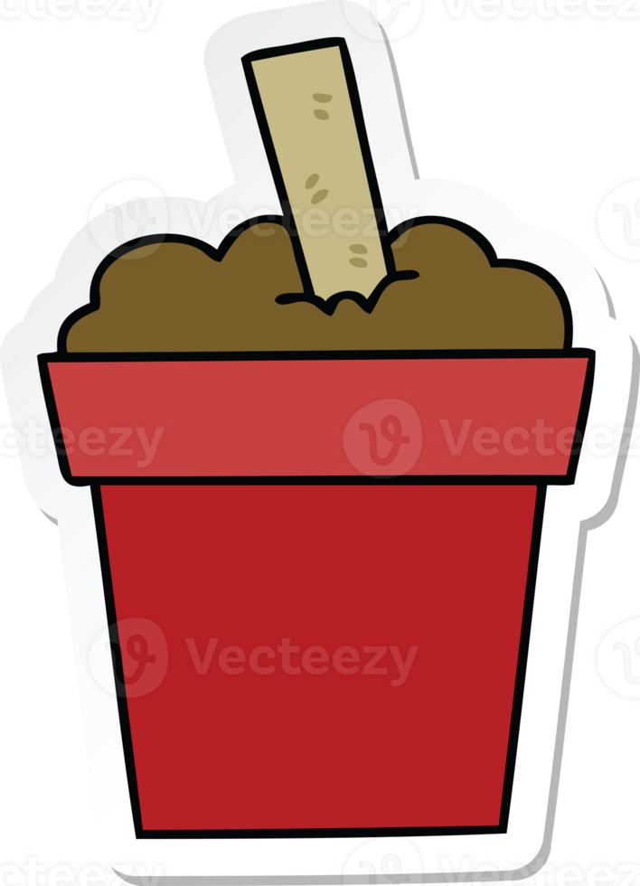 sticker of a quirky hand drawn cartoon plant pot png