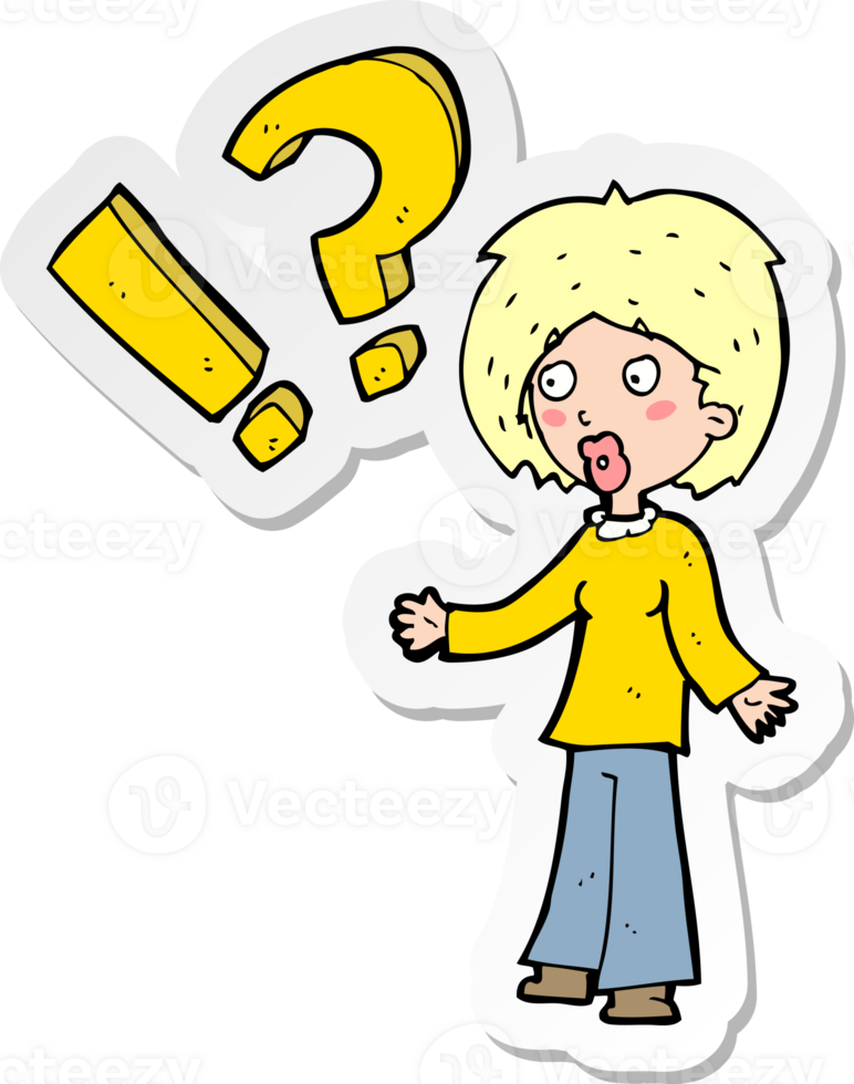 sticker of a cartoon surprised woman png