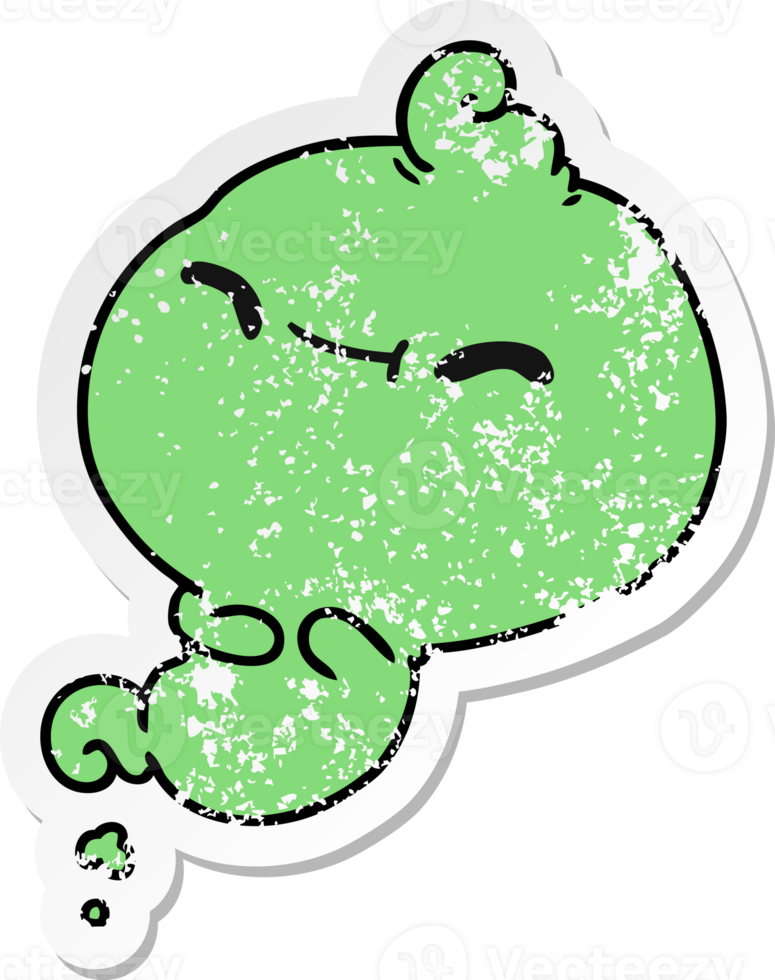 hand drawn distressed sticker cartoon of kawaii scary ghost png