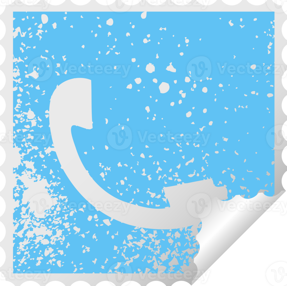 distressed square peeling sticker symbol of a telephone receiver png