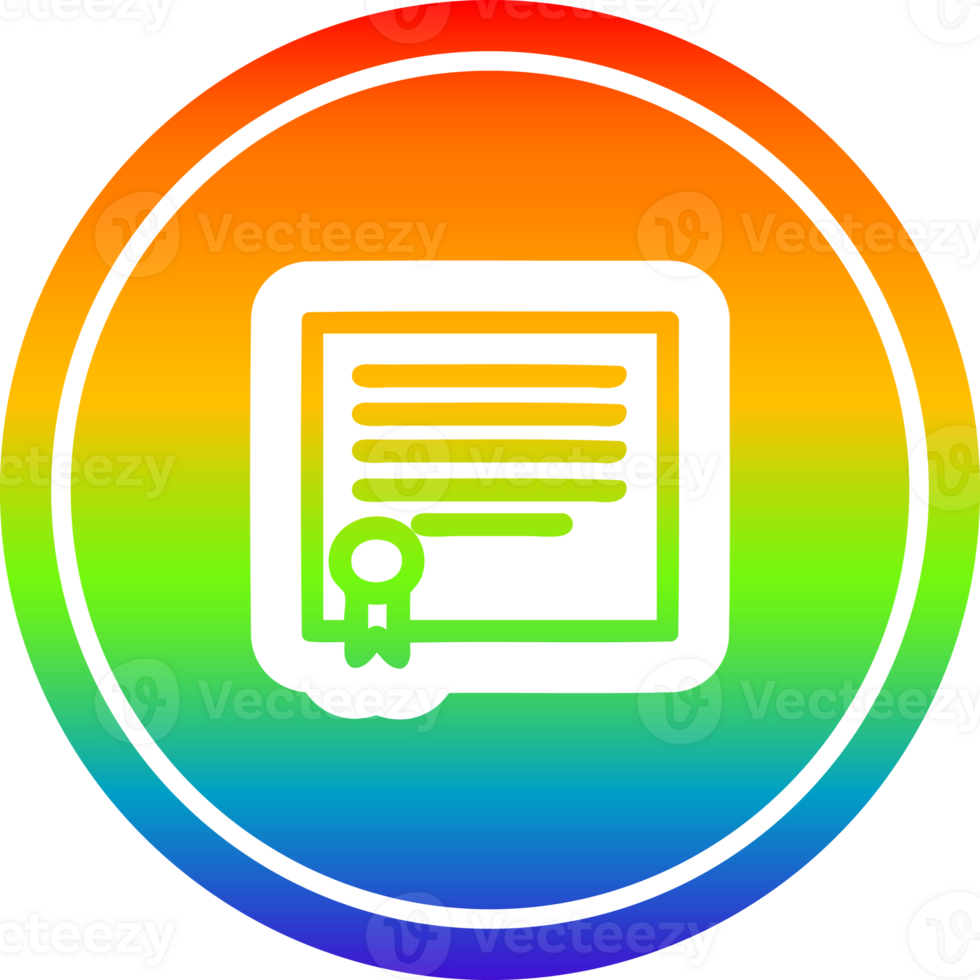 diploma certificate circular icon with rainbow gradient finish png