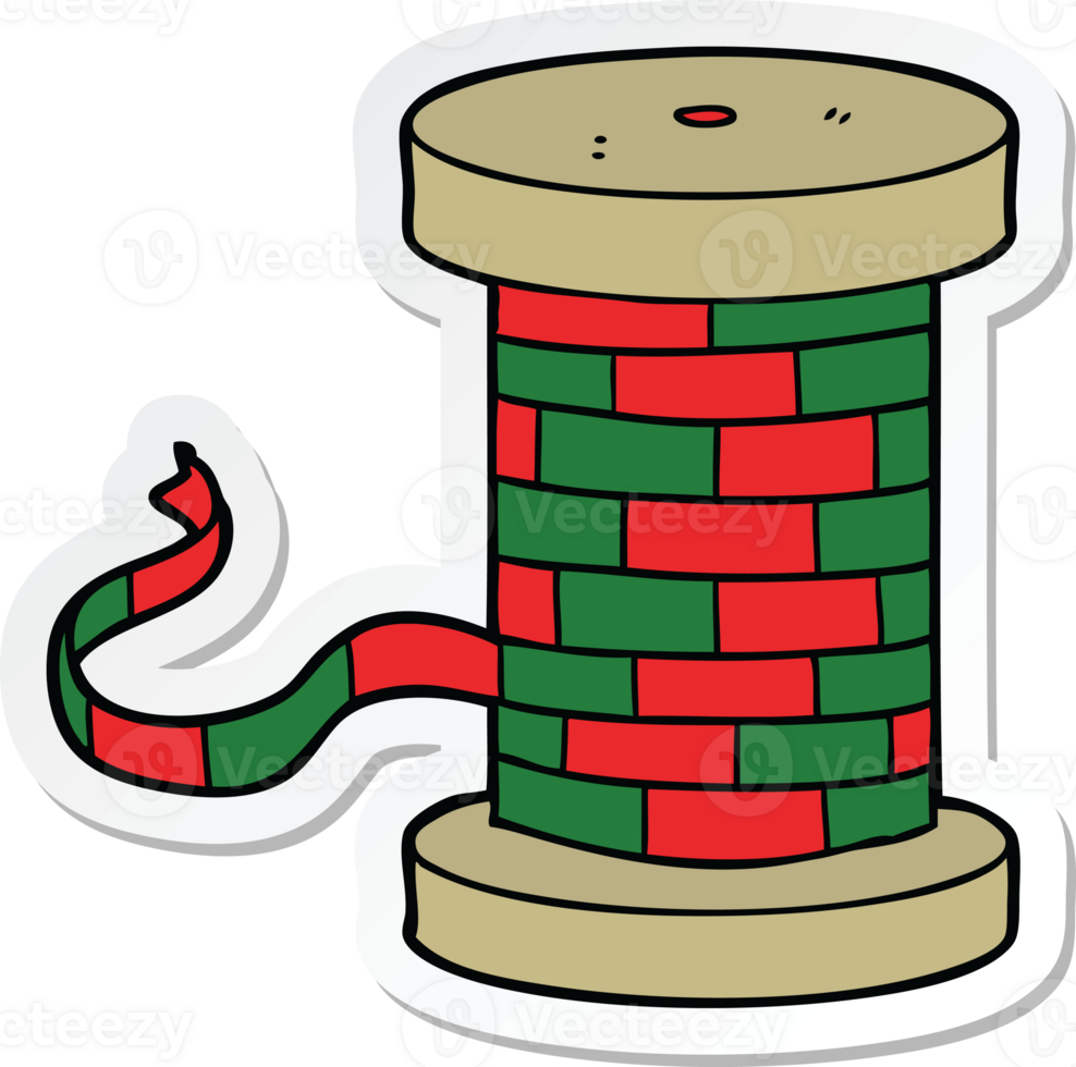 sticker of a cartoon reel of ribbon png