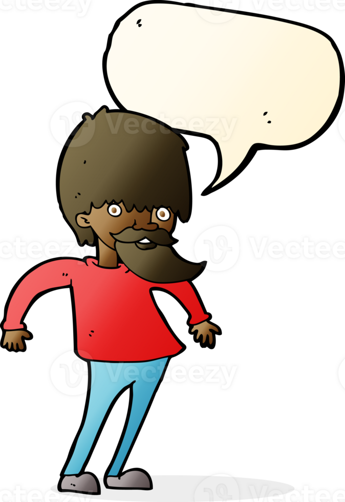 cartoon bearded man shrugging shoulders with speech bubble png