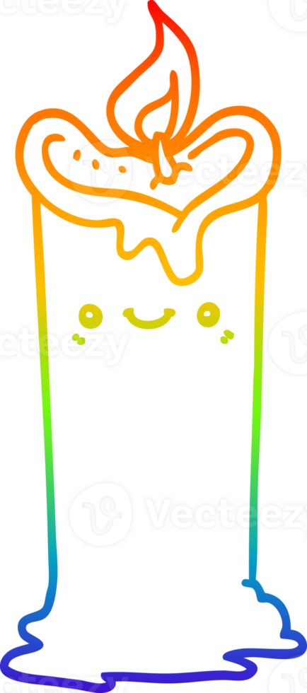 rainbow gradient line drawing of a cartoon candle png