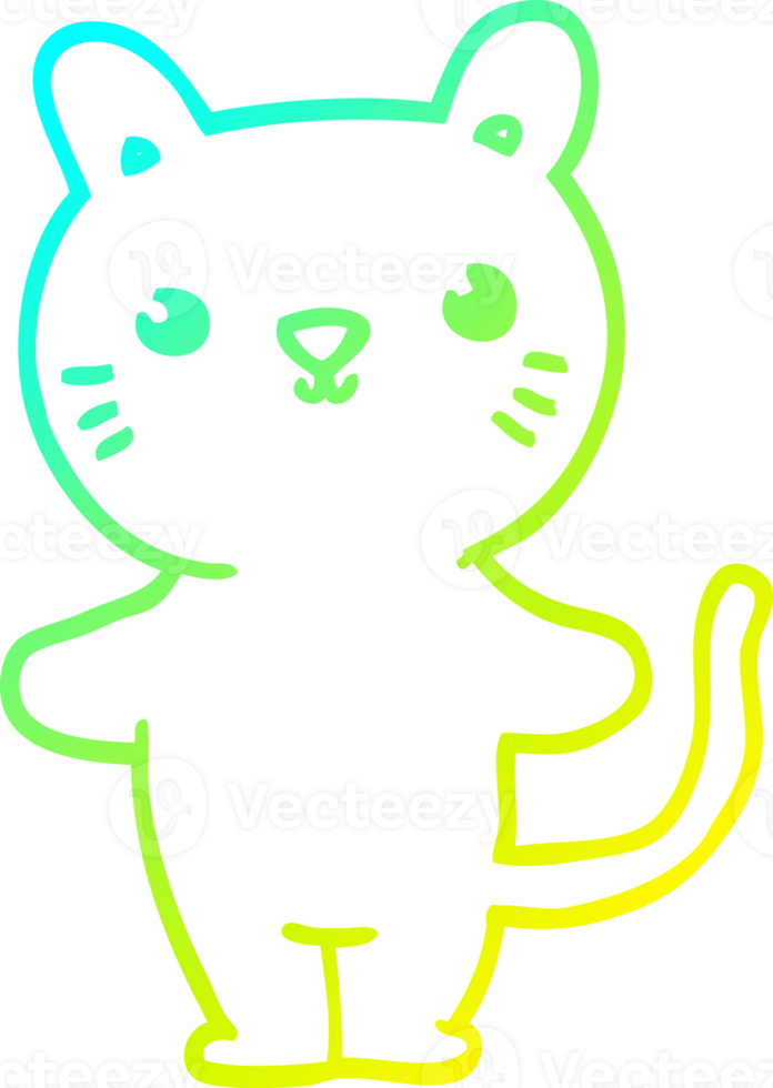 cold gradient line drawing of a cartoon cat png