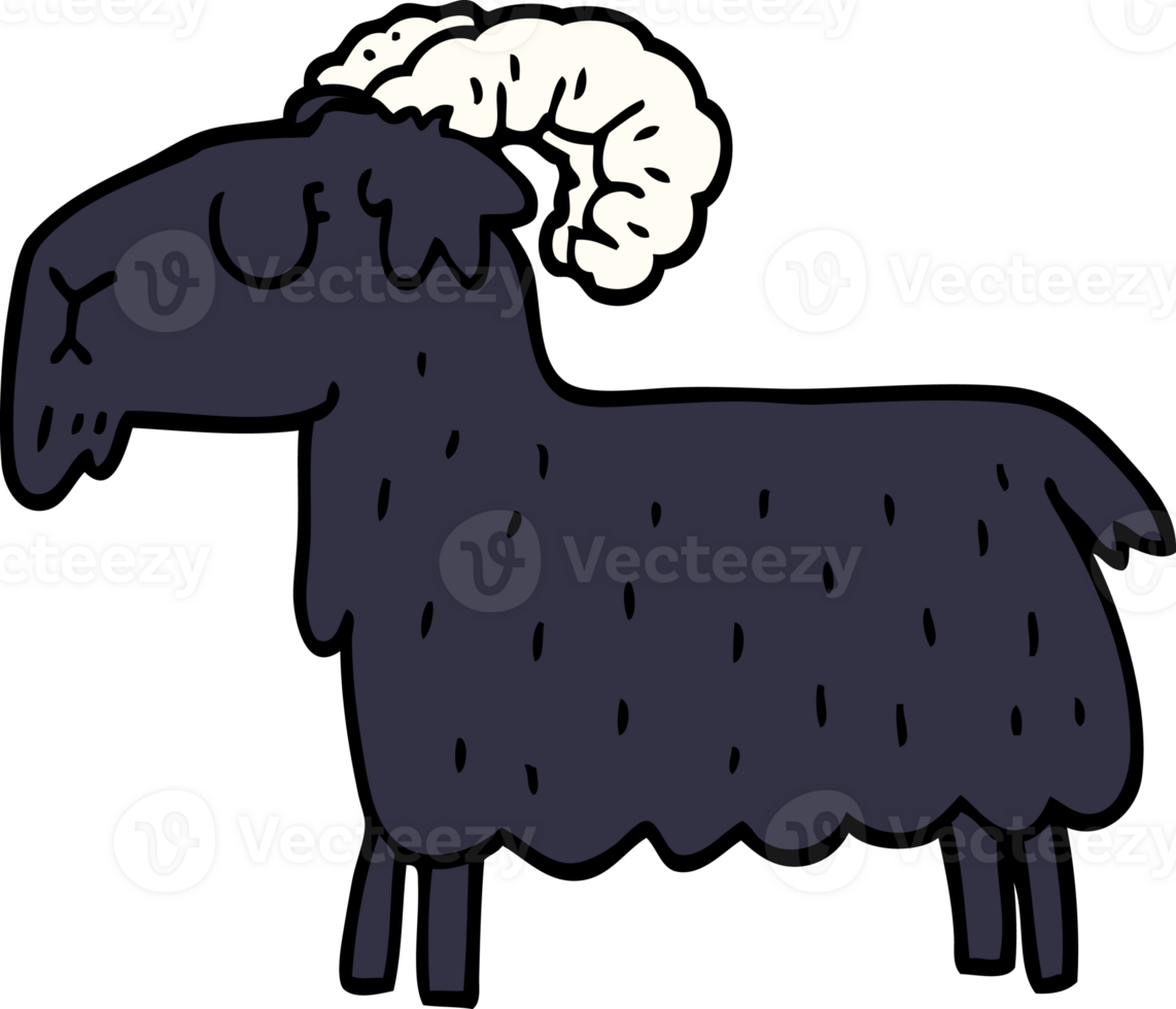 cartoon doodle black goat png