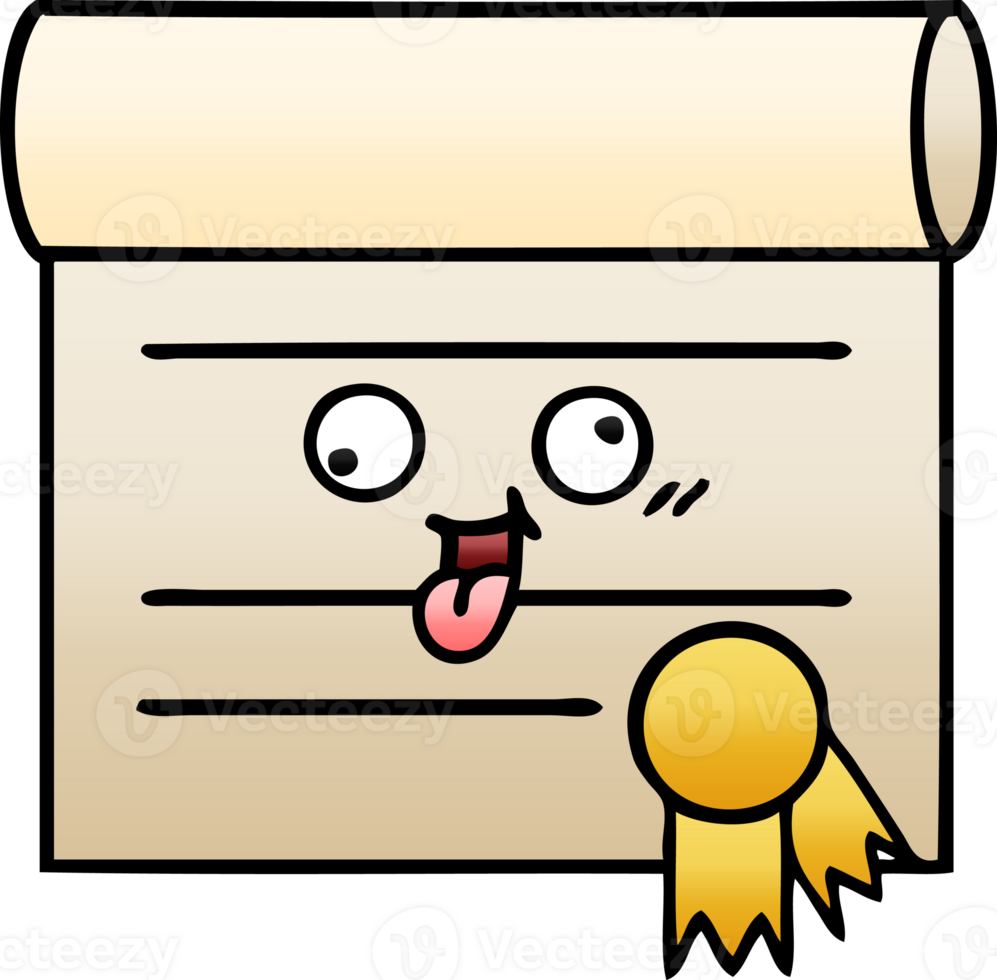 gradient shaded cartoon of a certificate png