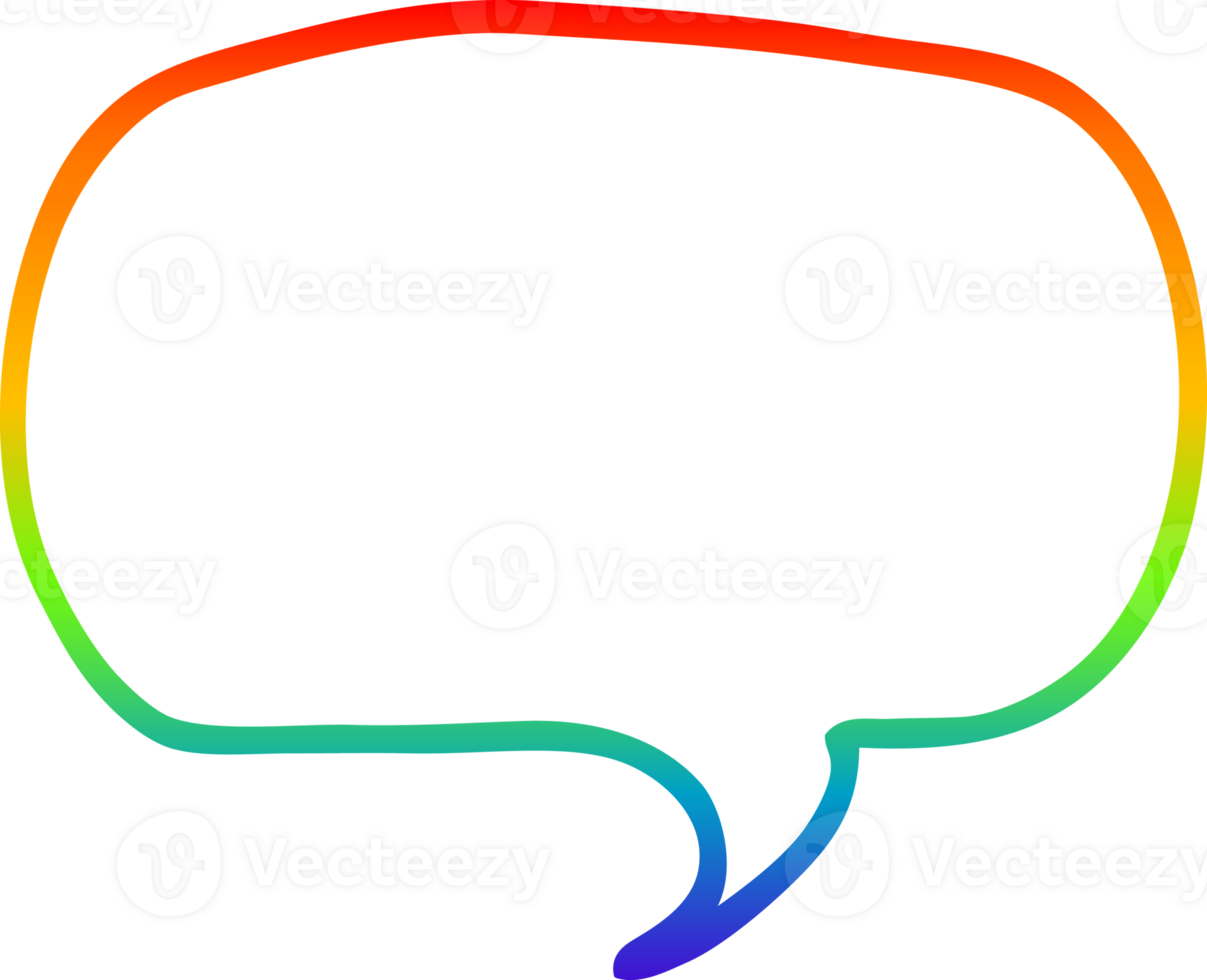 rainbow gradient line drawing of a cartoon speech bubble png