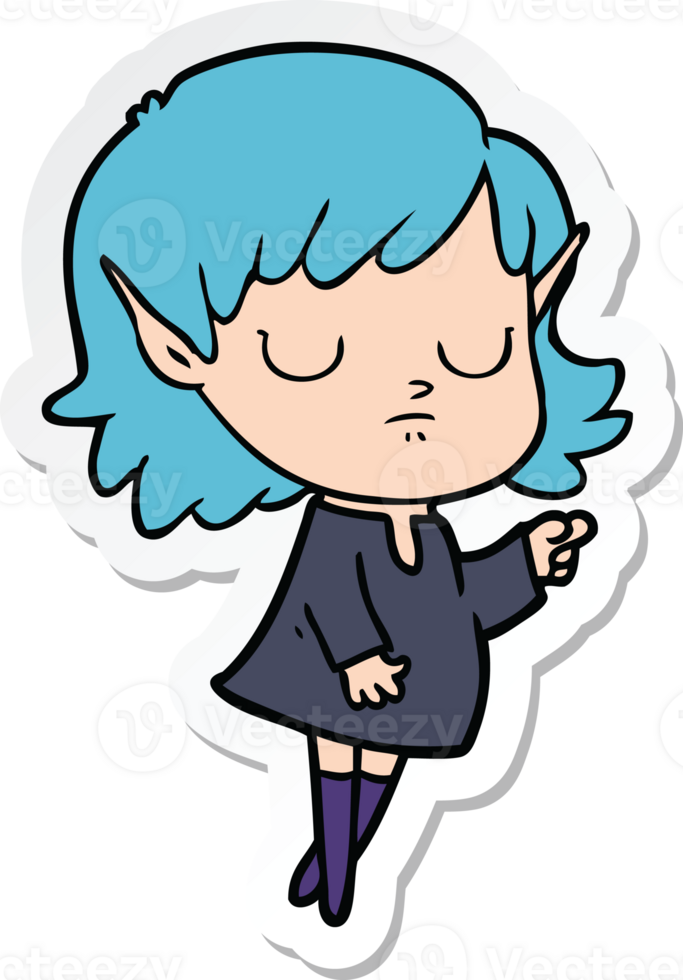 sticker of a cartoon elf girl png