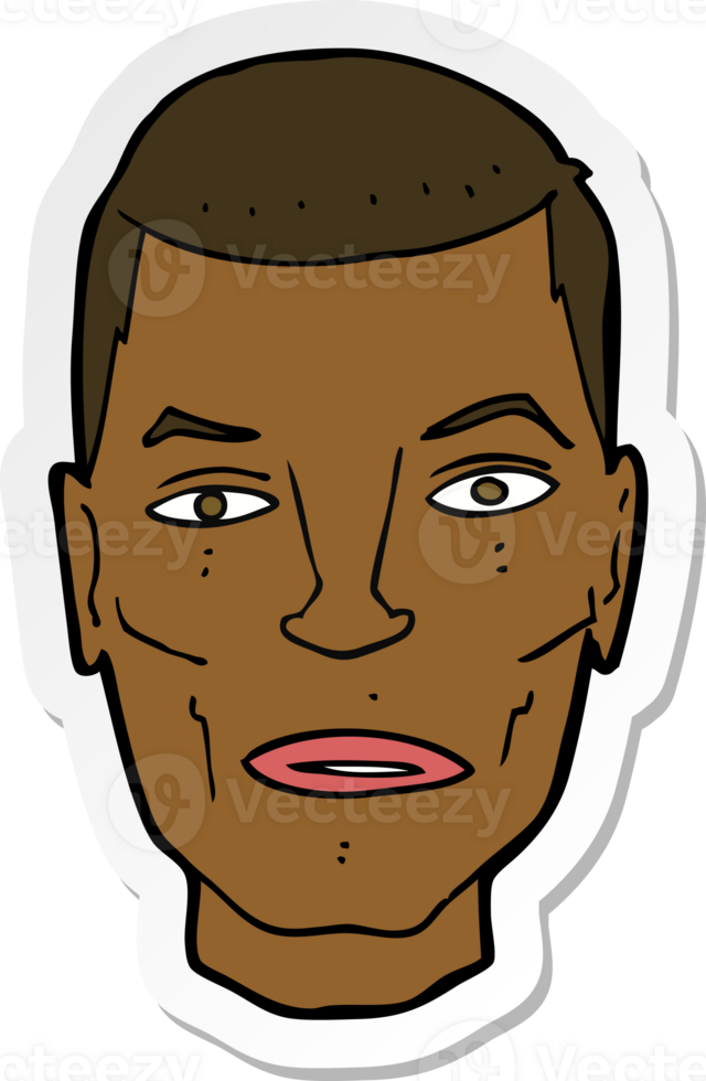 sticker of a cartoon serious male face png