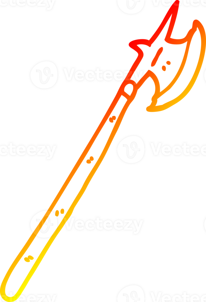 warm gradient line drawing of a cartoon medieval halberd png