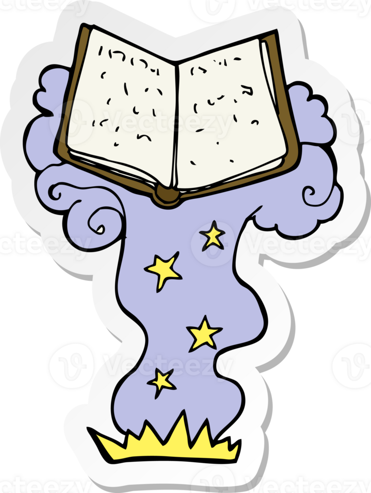 sticker of a cartoon magic spell book png