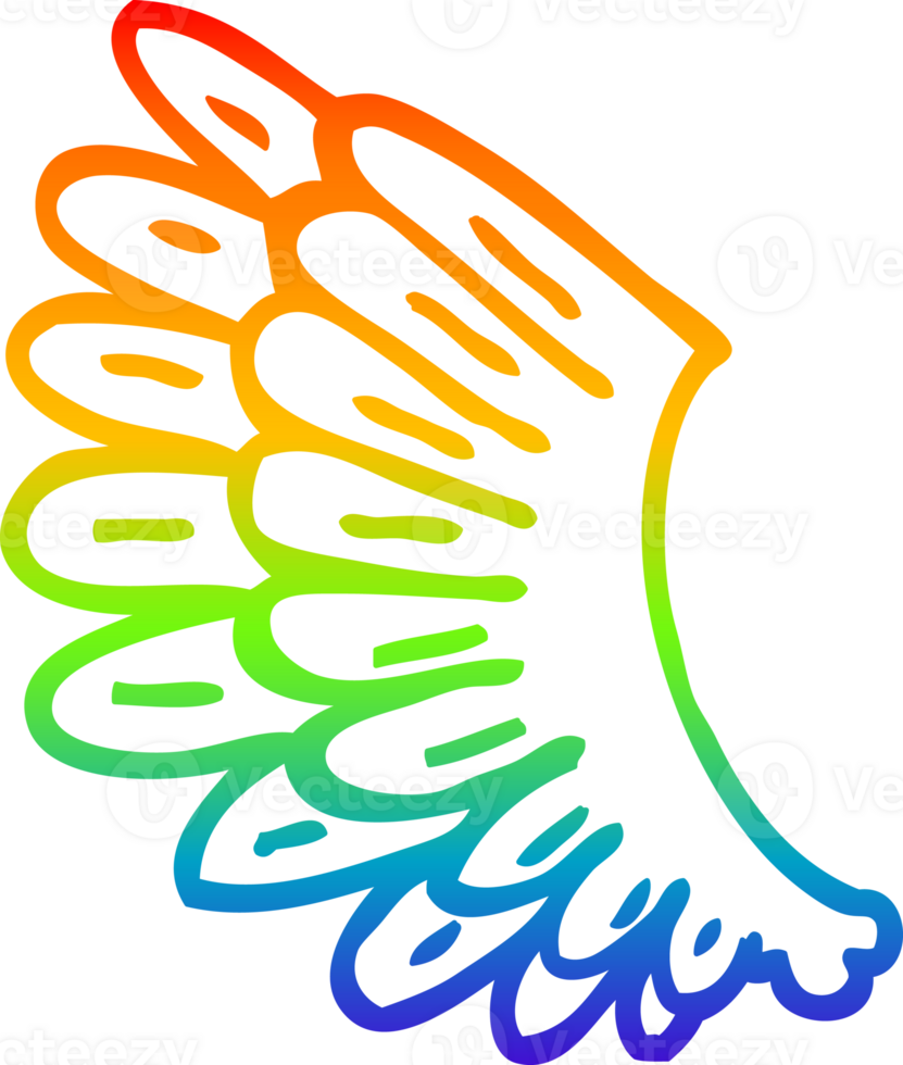 rainbow gradient line drawing of a cartoon wings png