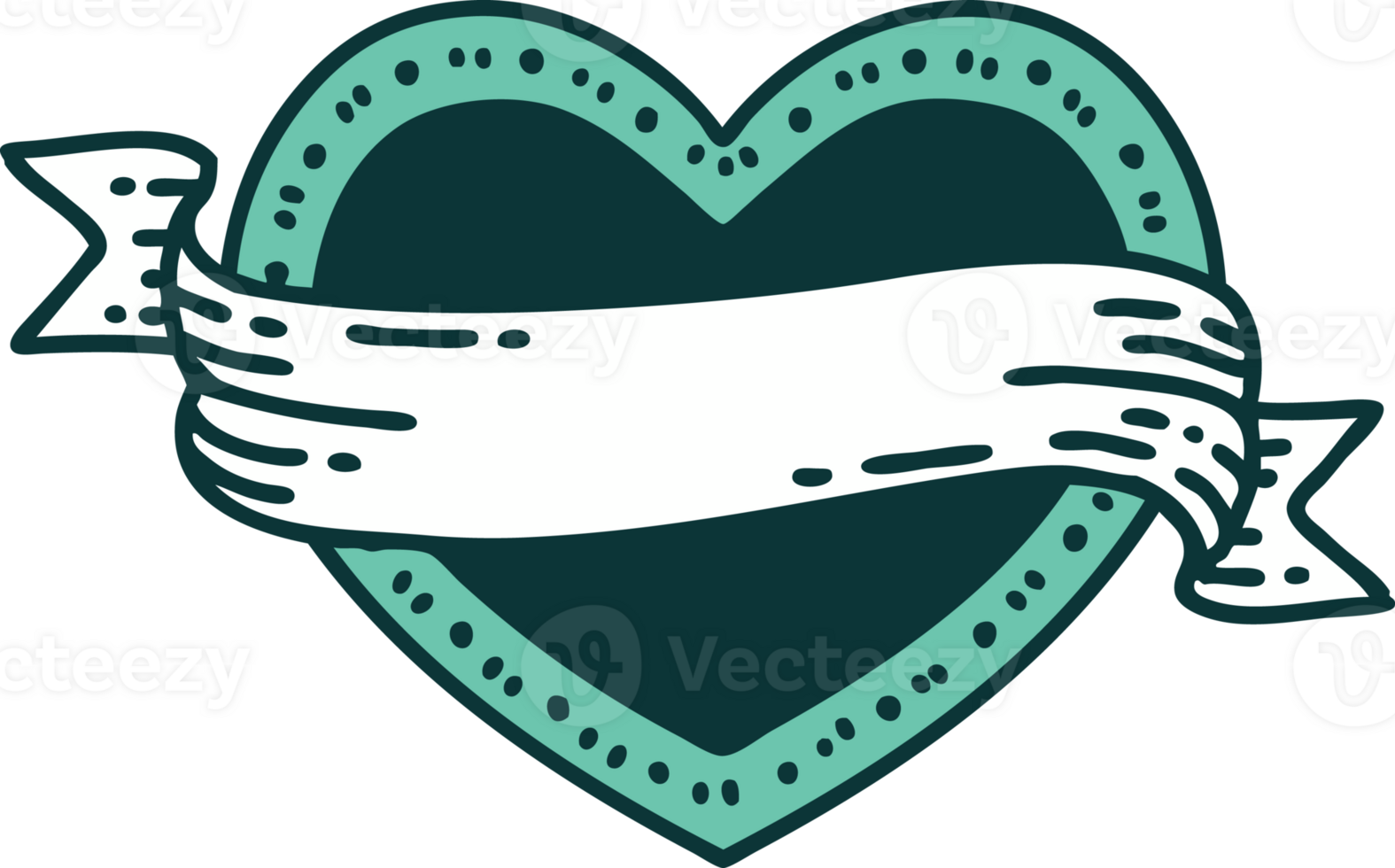 iconic tattoo style image of a heart and banner png
