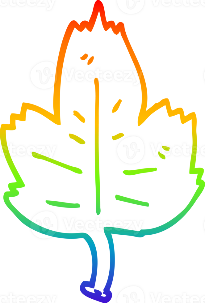 rainbow gradient line drawing of a cartoon leaf png
