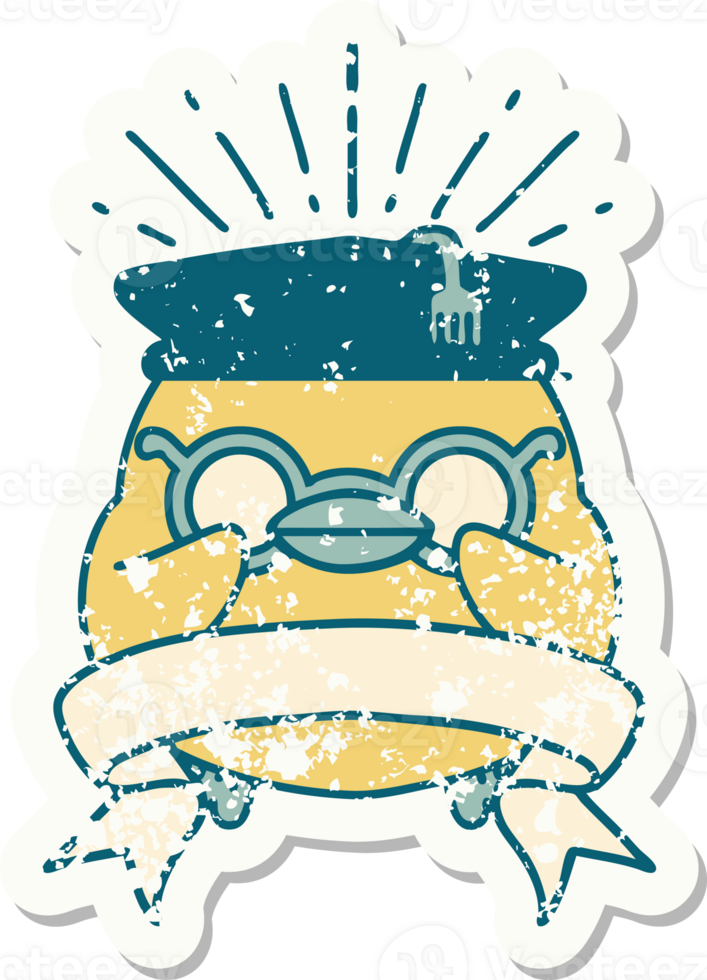 worn old sticker of a tattoo style educated robin png