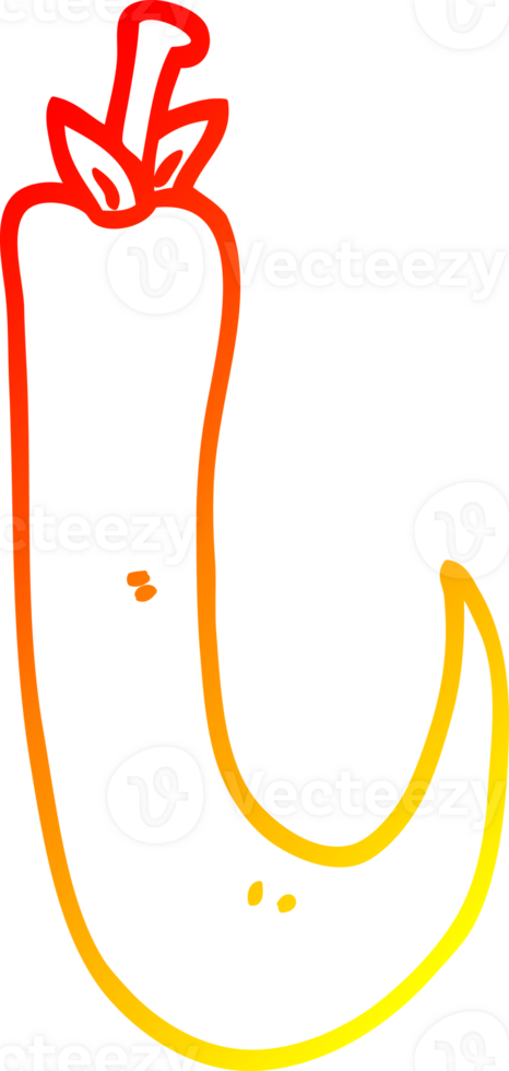 warm gradient line drawing of a cartoon red hot chilli pepper png