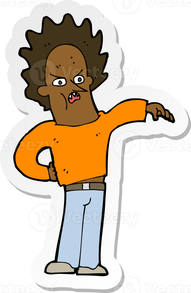 sticker of a cartoon nasty boy png