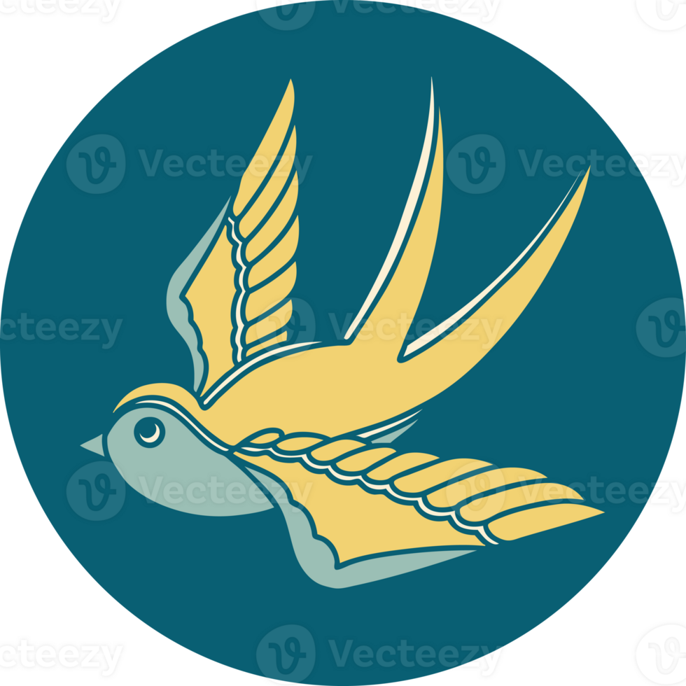 iconic tattoo style image of a swallow png