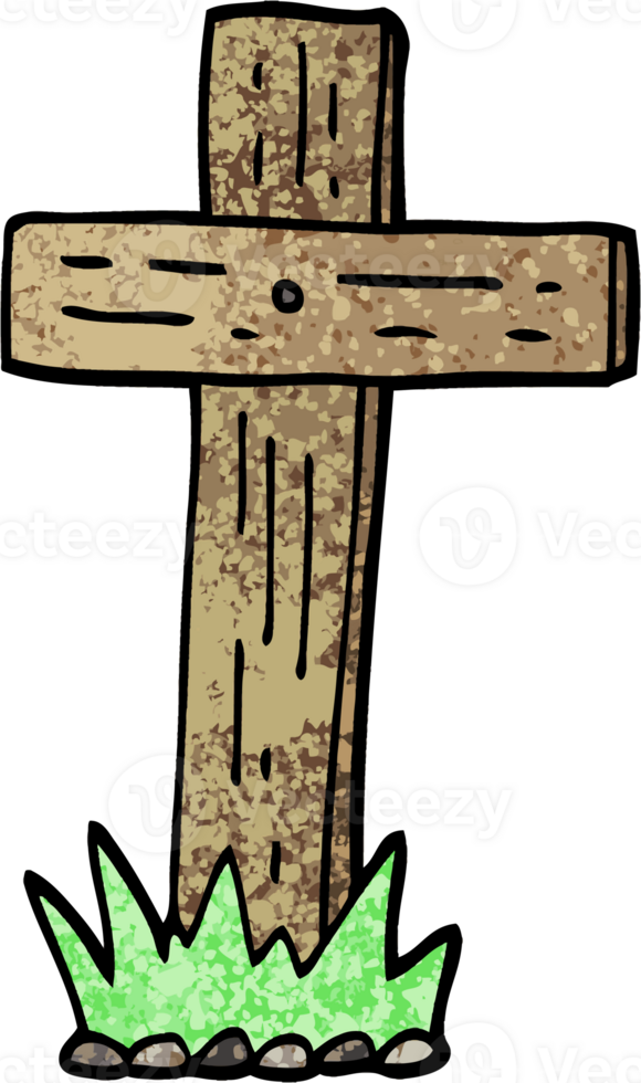 cruz de madeira dos desenhos animados de ilustração texturizada grunge png