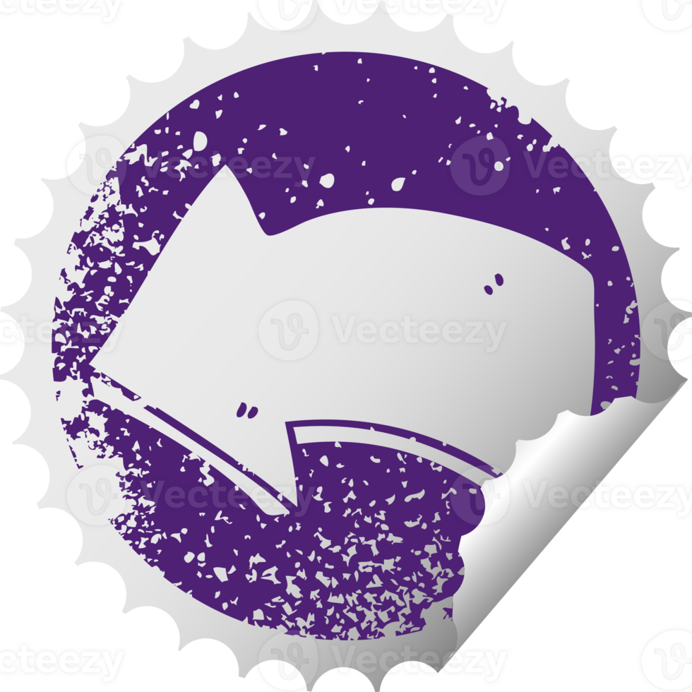 distressed circular peeling sticker quirky symbol arrow png
