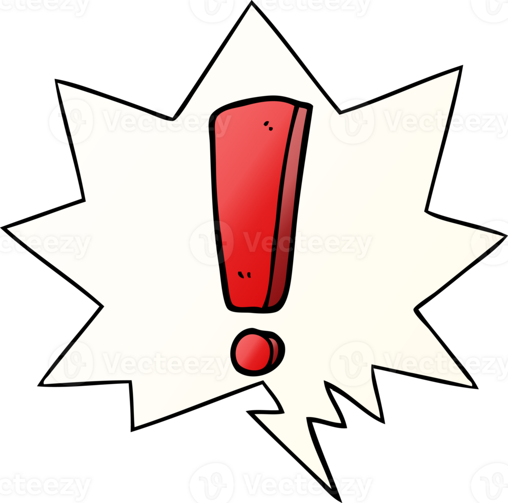cartoon exclamation mark with speech bubble in smooth gradient style png