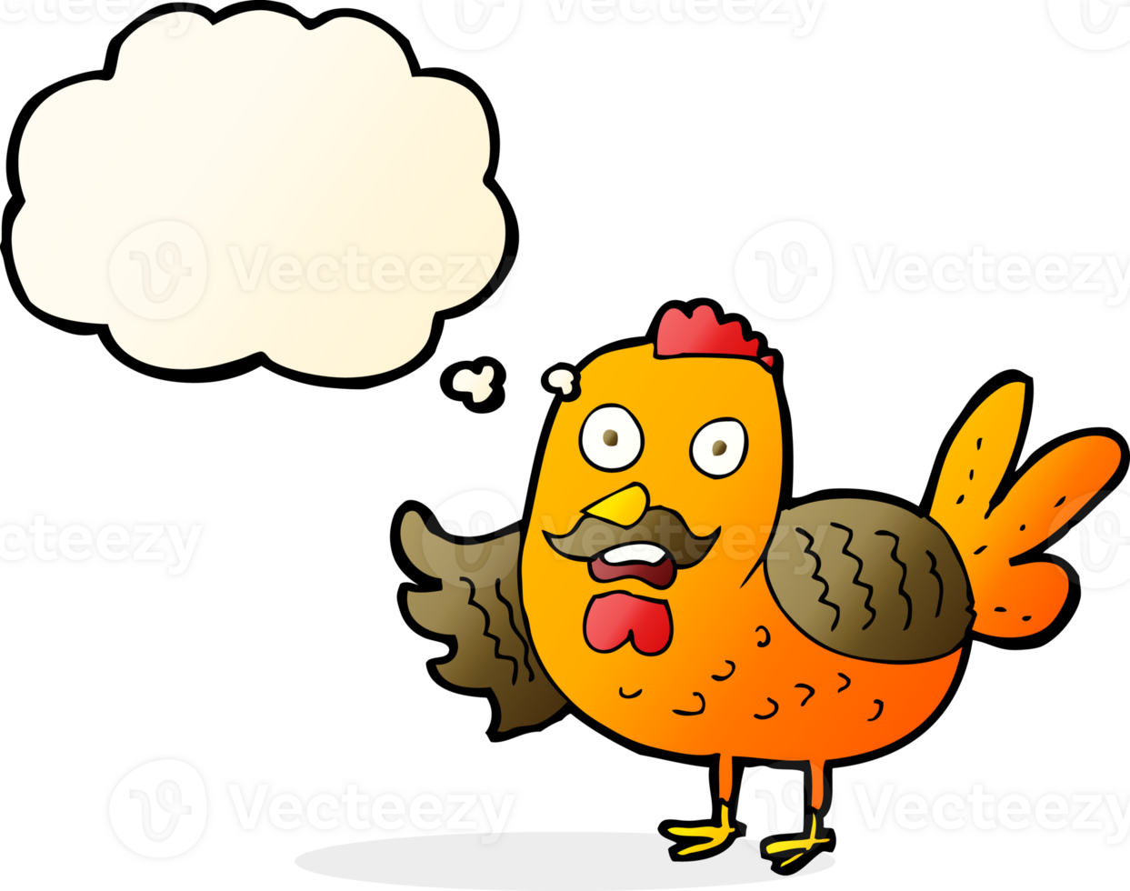 cartoon old rooster with thought bubble png