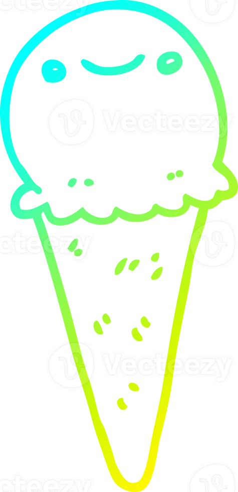 cold gradient line drawing of a cartoon ice cream png