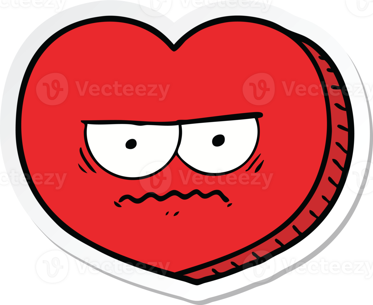 sticker of a cartoon angry heart png