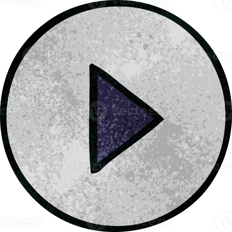 retro grunge texture cartoon of a play button png