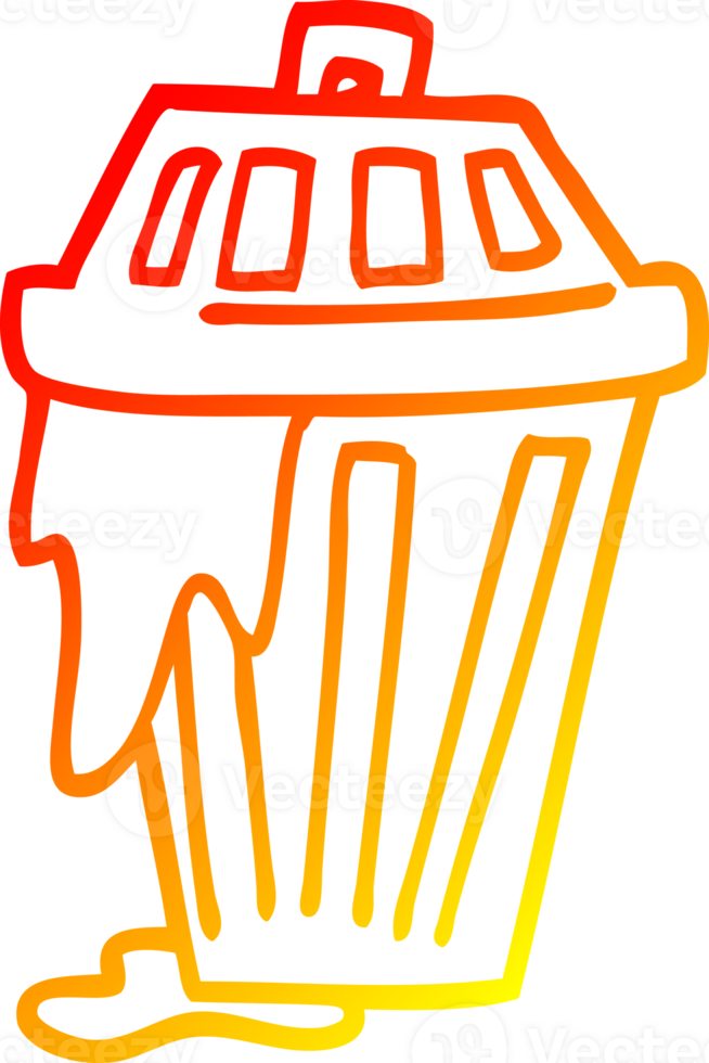 warm gradient line drawing of a cartoon waste bin png