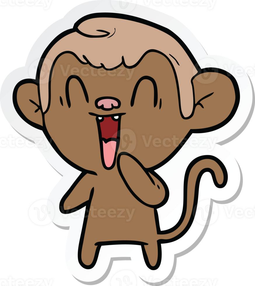 sticker of a cartoon laughing monkey png