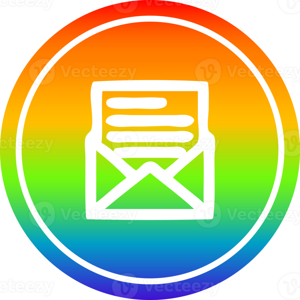 envelope letter circular icon with rainbow gradient finish png