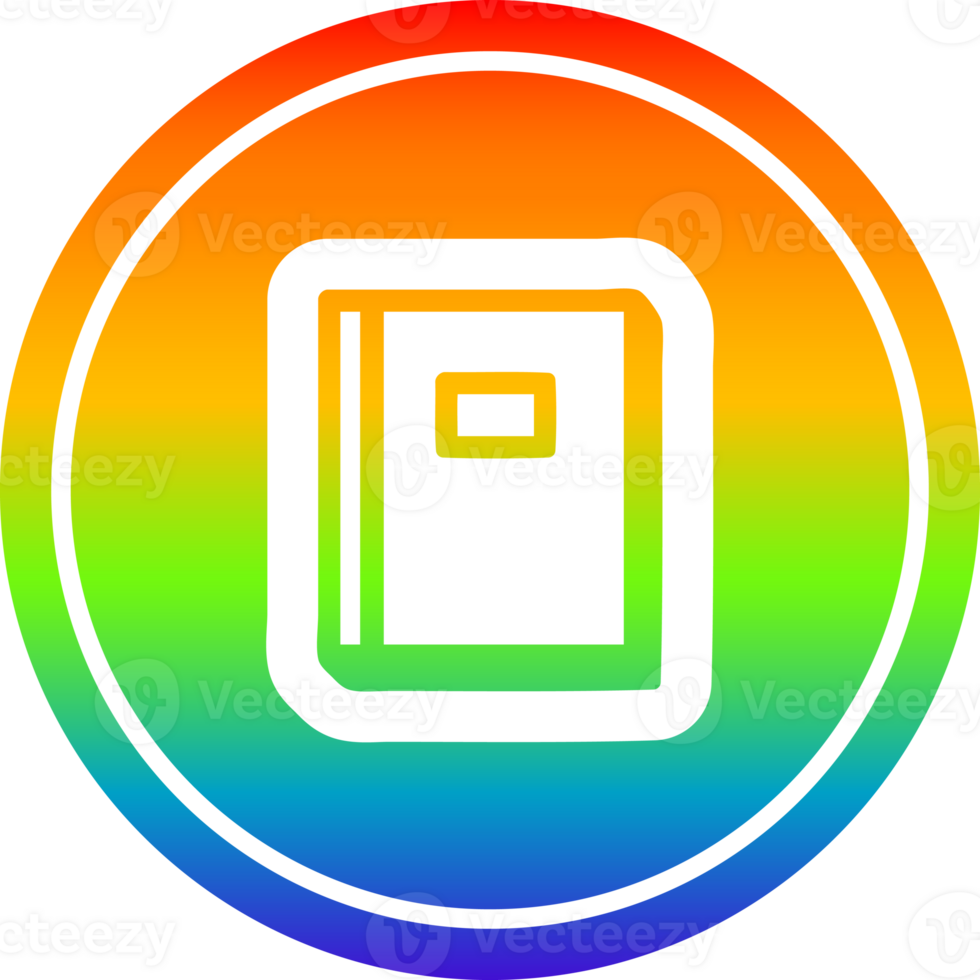 educativo libro circolare icona con arcobaleno pendenza finire png