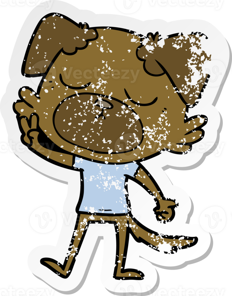 distressed sticker of a cute cartoon dog png