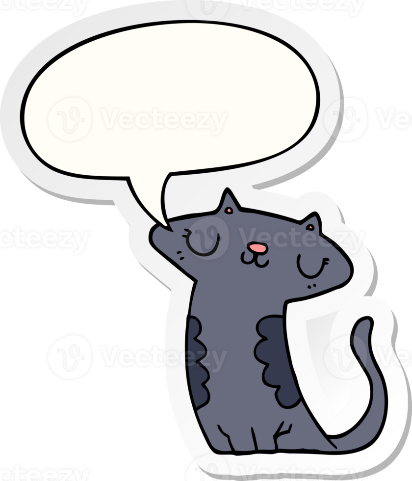 cartoon cat with speech bubble sticker png