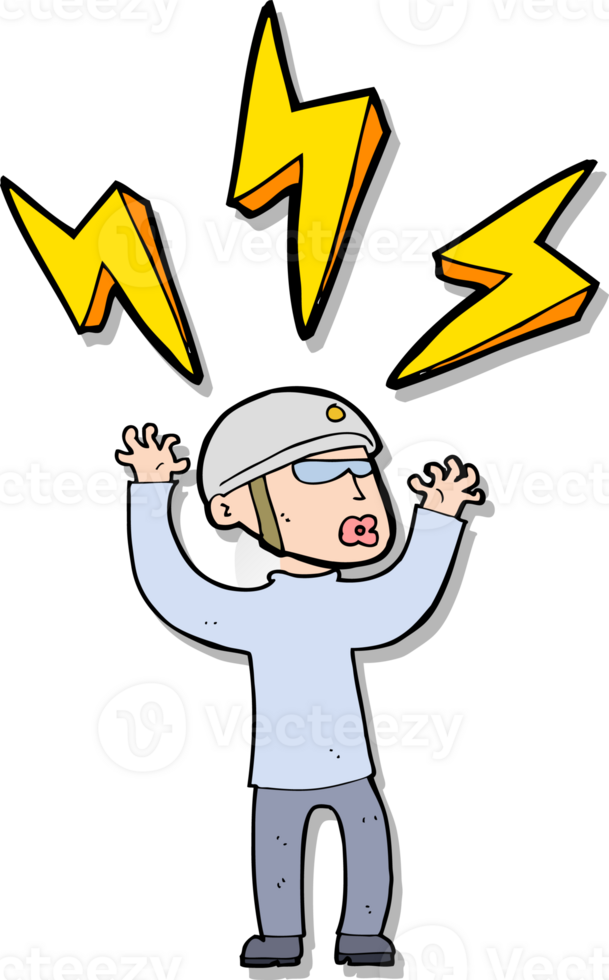 sticker of a cartoon stressed out cyclist man png