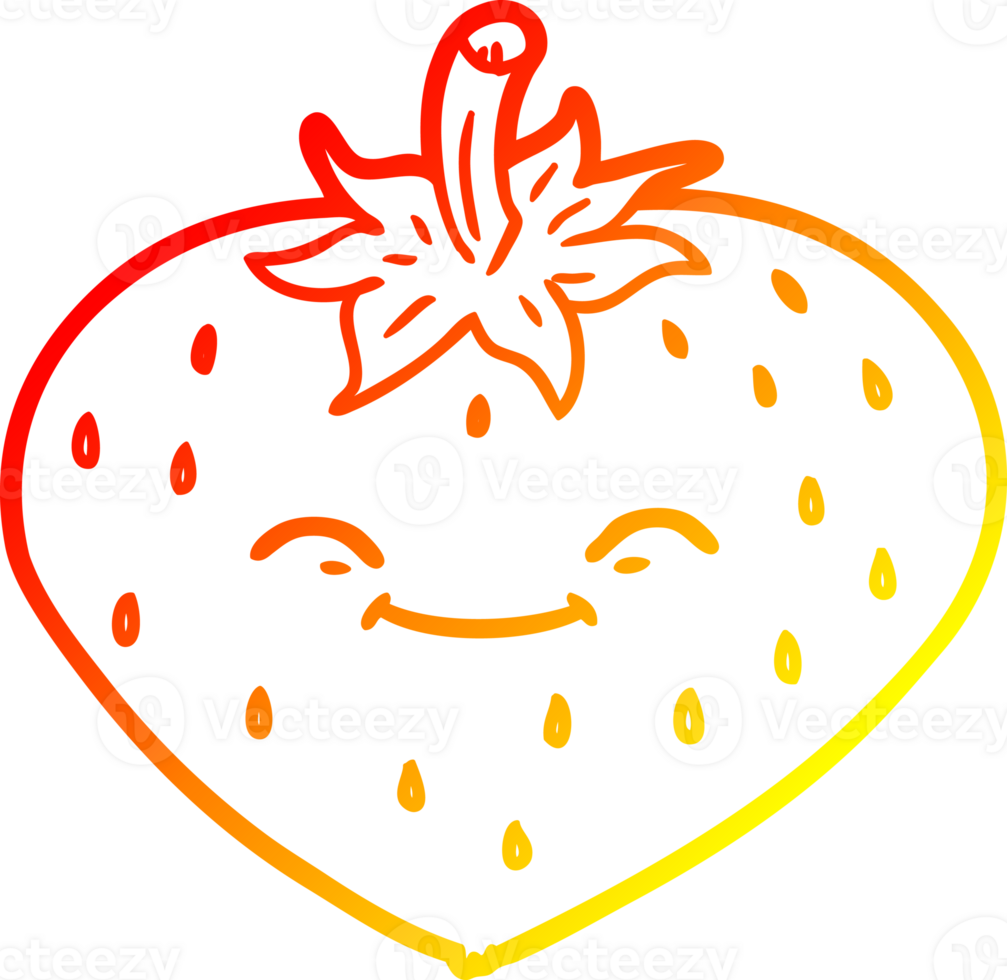 warm gradient line drawing of a cartoon strawberry png