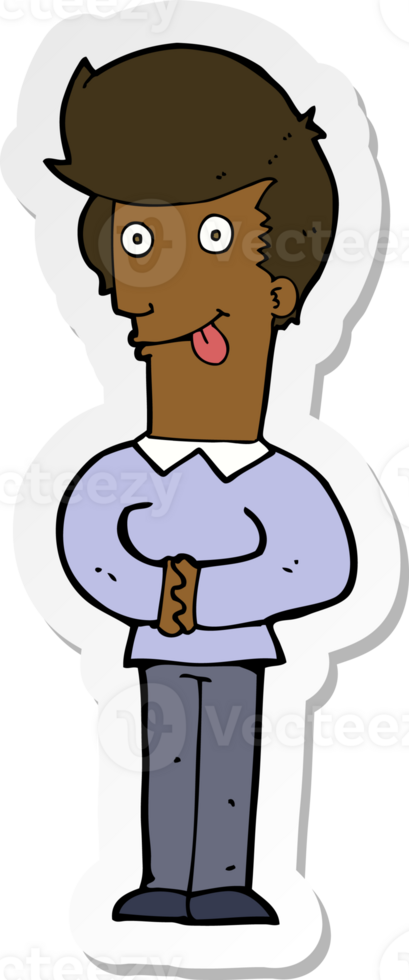 sticker of a cartoon man sticking out tongue png