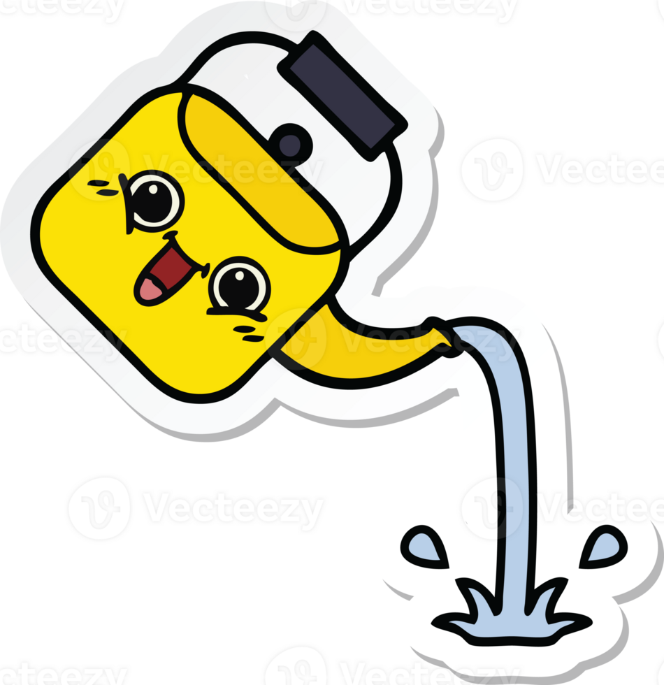 sticker of a cute cartoon pouring kettle png