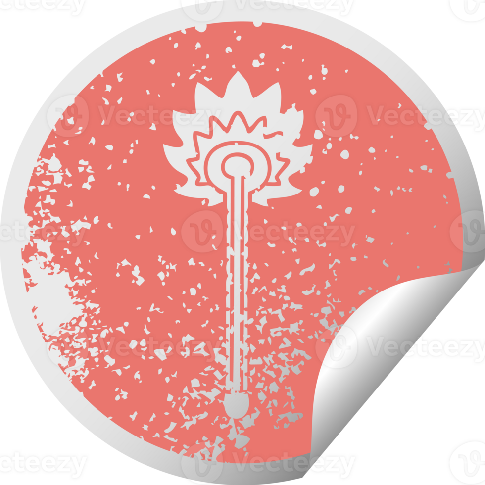 distressed circular peeling sticker quirky symbol hot thermometer png