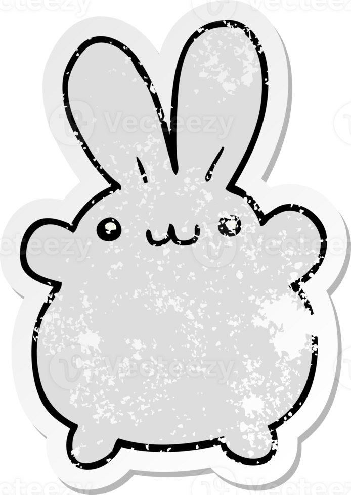 distressed sticker of a cartoon rabbit png