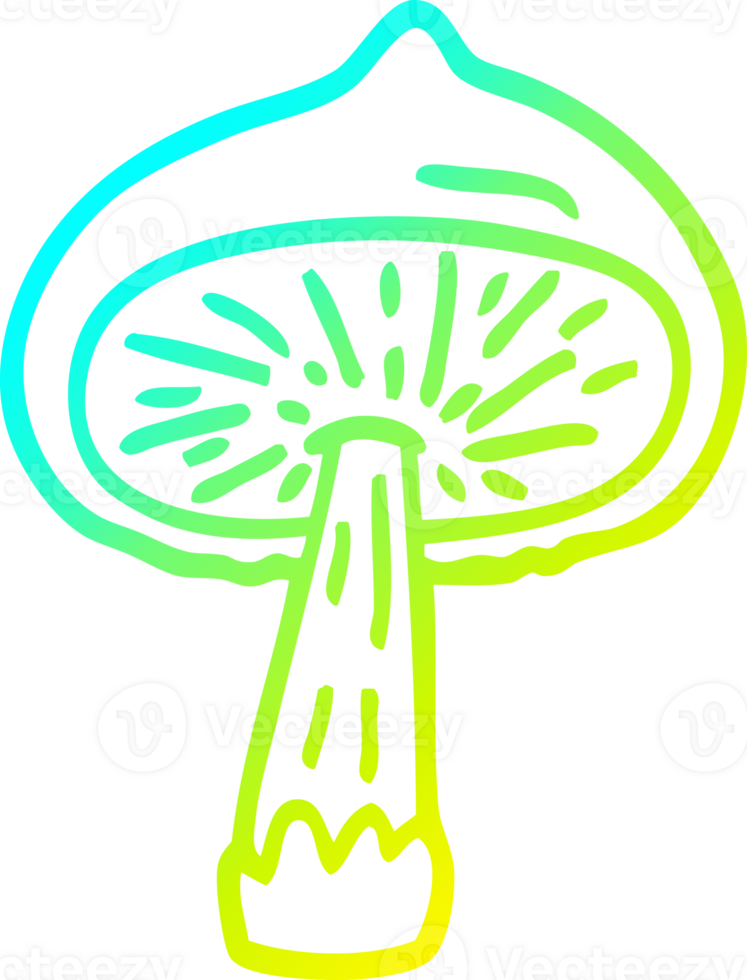 cold gradient line drawing of a cartoon mushroom png