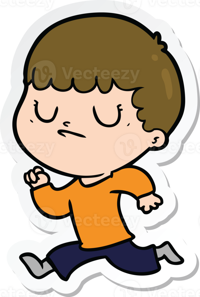 sticker of a cartoon grumpy boy png
