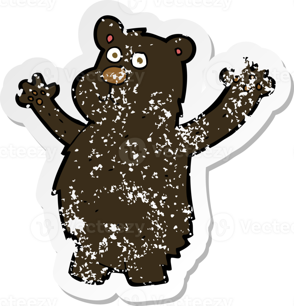 retro distressed sticker of a cartoon funny black bear png