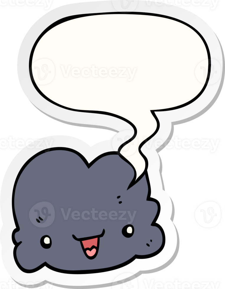 cartoon tiny happy cloud and speech bubble sticker png