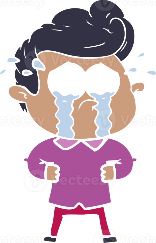 flat color style cartoon crying man with hands on hips png