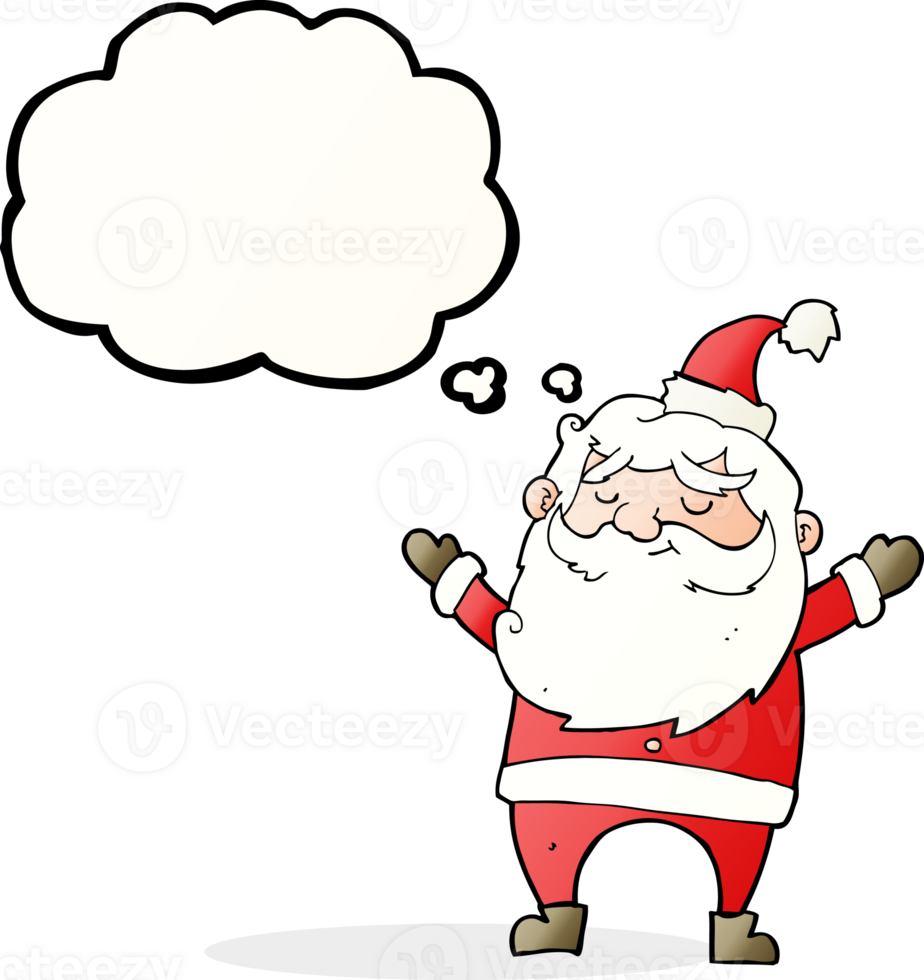 cartoon happy santa claus with thought bubble png