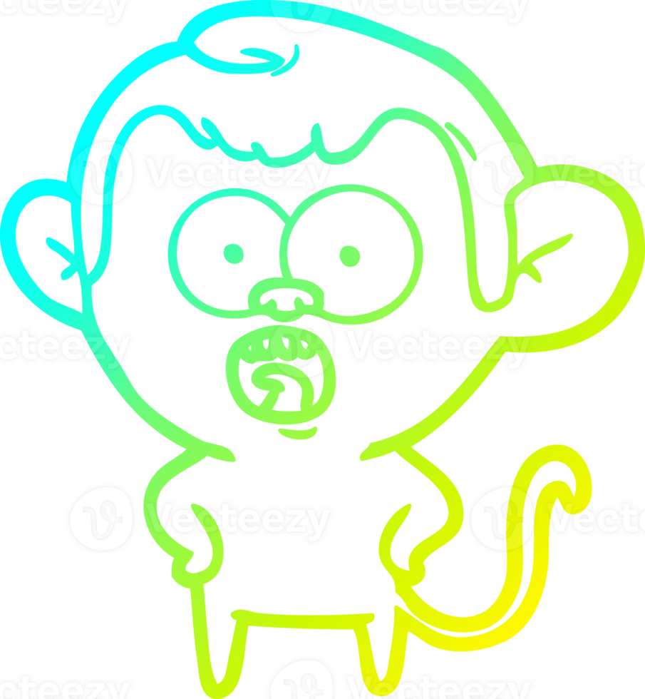 cold gradient line drawing cartoon shocked monkey png